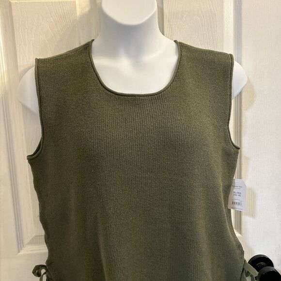 NWT Time & Tru Women’s Sweater Tank Top Green Knit Sleeveless Shirt Size XL 16-1 - Picture 9 of 16